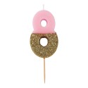 Geburtstagskerze Zahl 8 pink gold