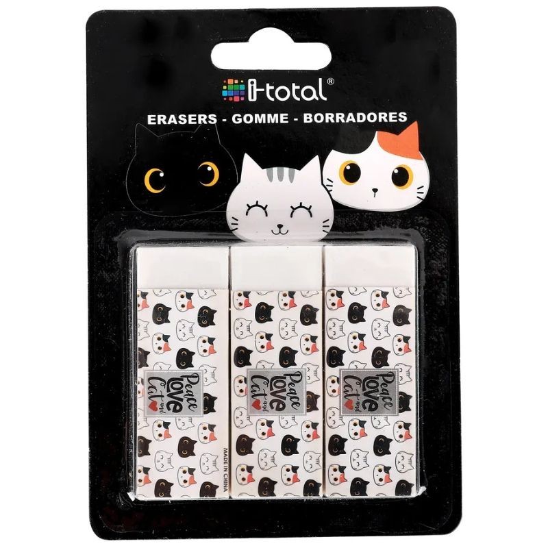 Radiergummi Katzen Peace, Love & Cat 3er Set