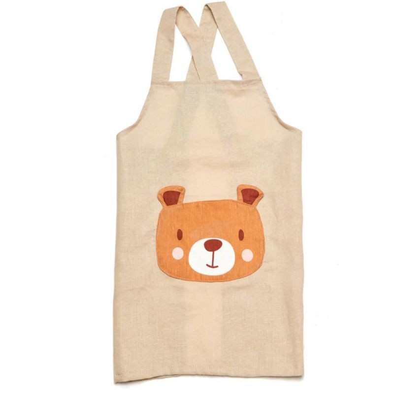 Kinderschürze Bär aus Leinen