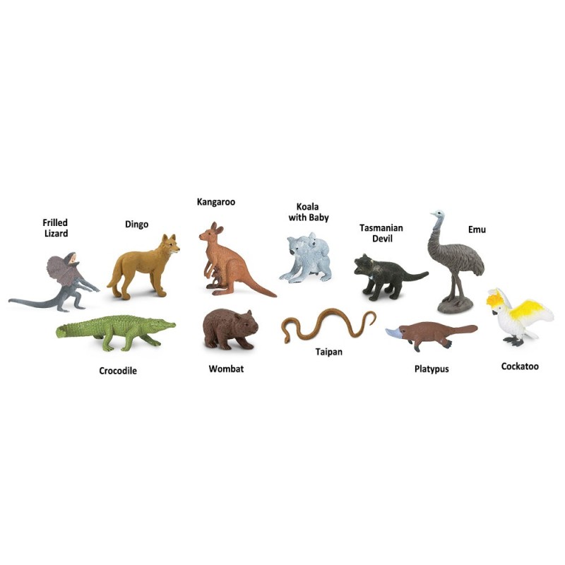 Tiere Australiens - Set mit 12 handbemalten Mini-Figuren