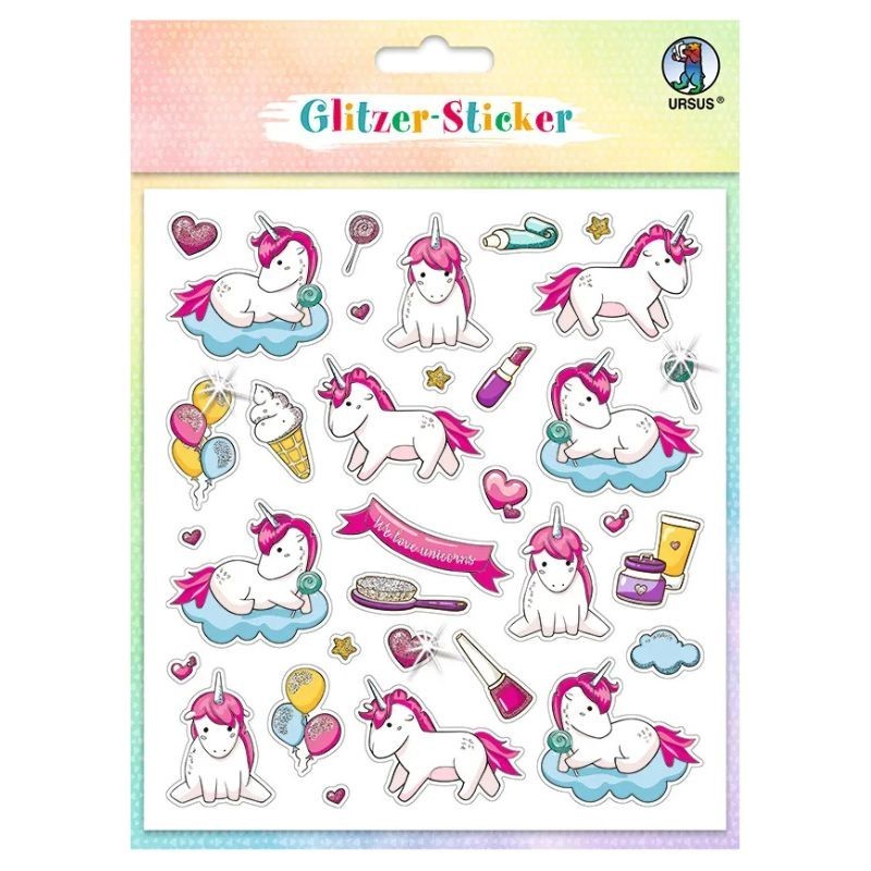 Sticker Glitzer Einhorn & Co.