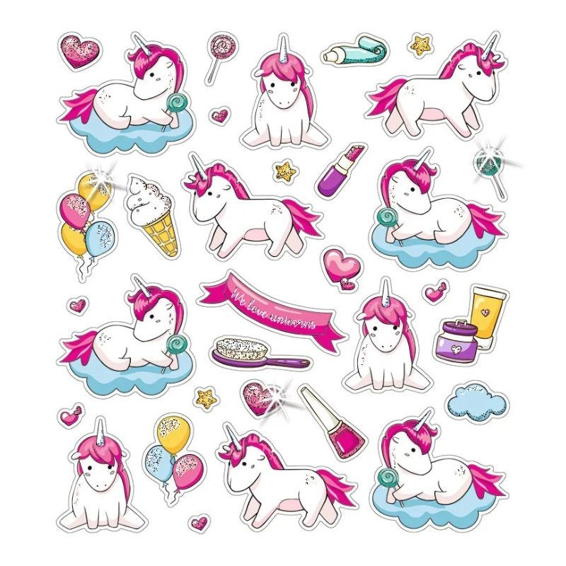 Sticker Glitzer Einhorn & Co.