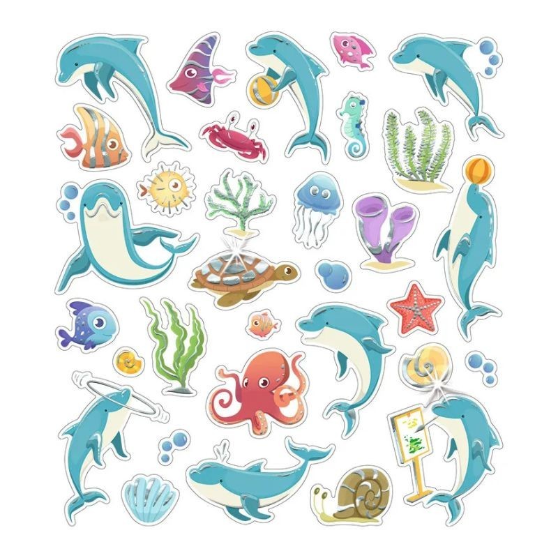 Sticker Glitzer Delfine & Co.