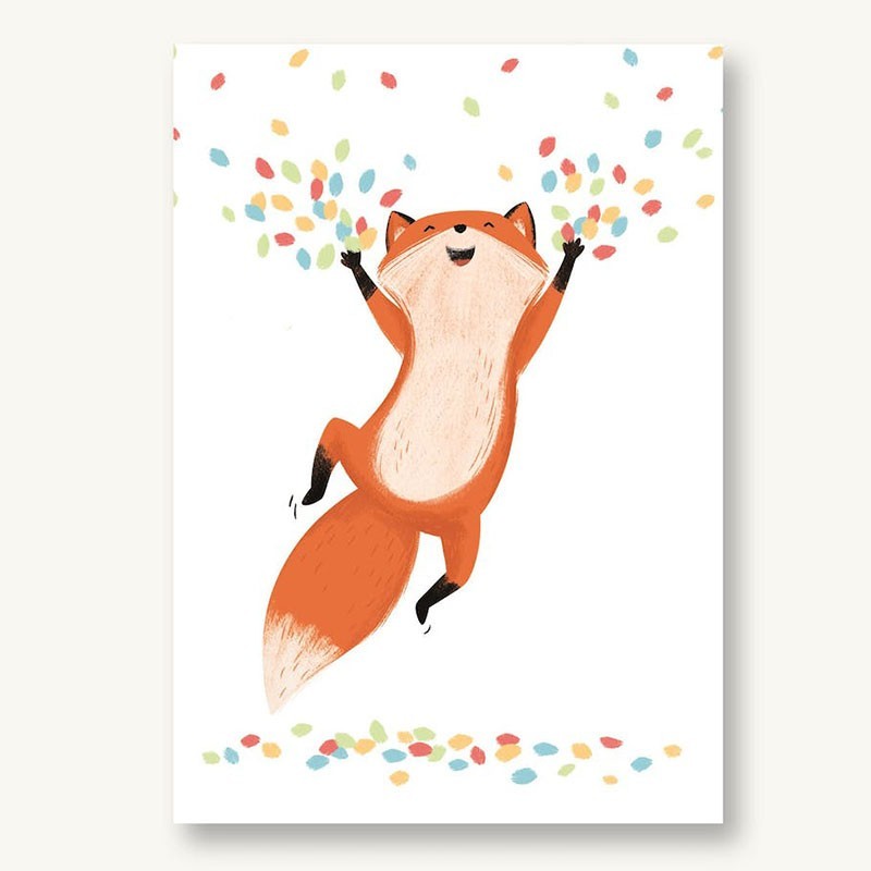 Geburtstagskarte Fuchs Konfetti