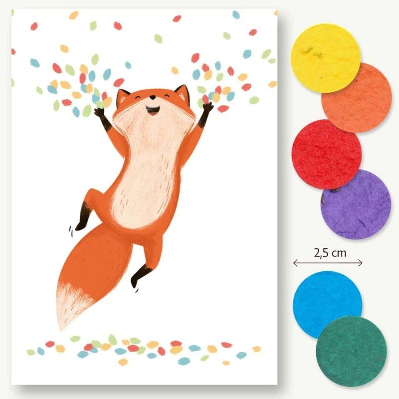 Postkarte Fuchs Saatkonfetti in bunt