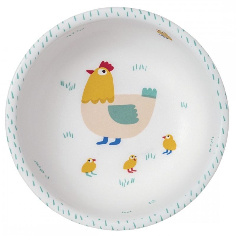 Schale Bauernhof Huhn mit Küken