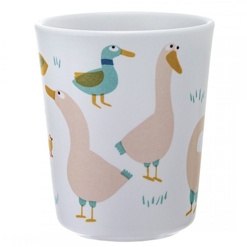 Becher Bauernhof Gänse und Hühner