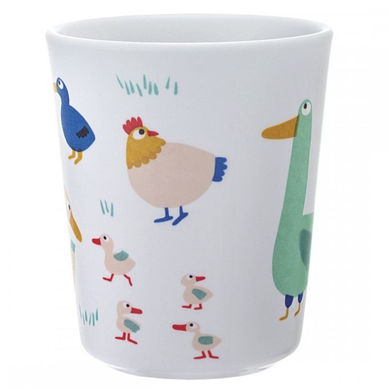 Becher Bauernhof Gänse und Hühner