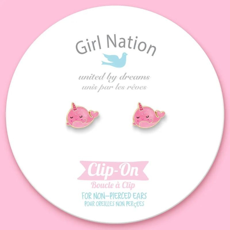 Ohrringe Ohrclips Narwal pink