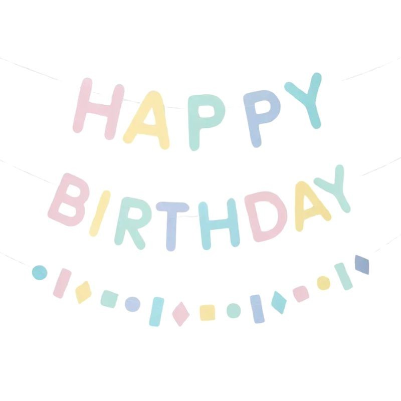 Girlande Happy Birthday pastell