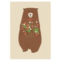 Postkarte Bär mit Erdbeeren