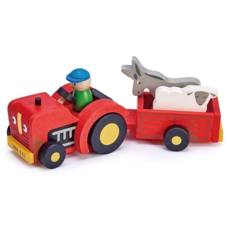 Traktor mit Anhänger aus Holz