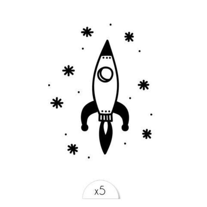 Kindertattoo Rakete 5er Set