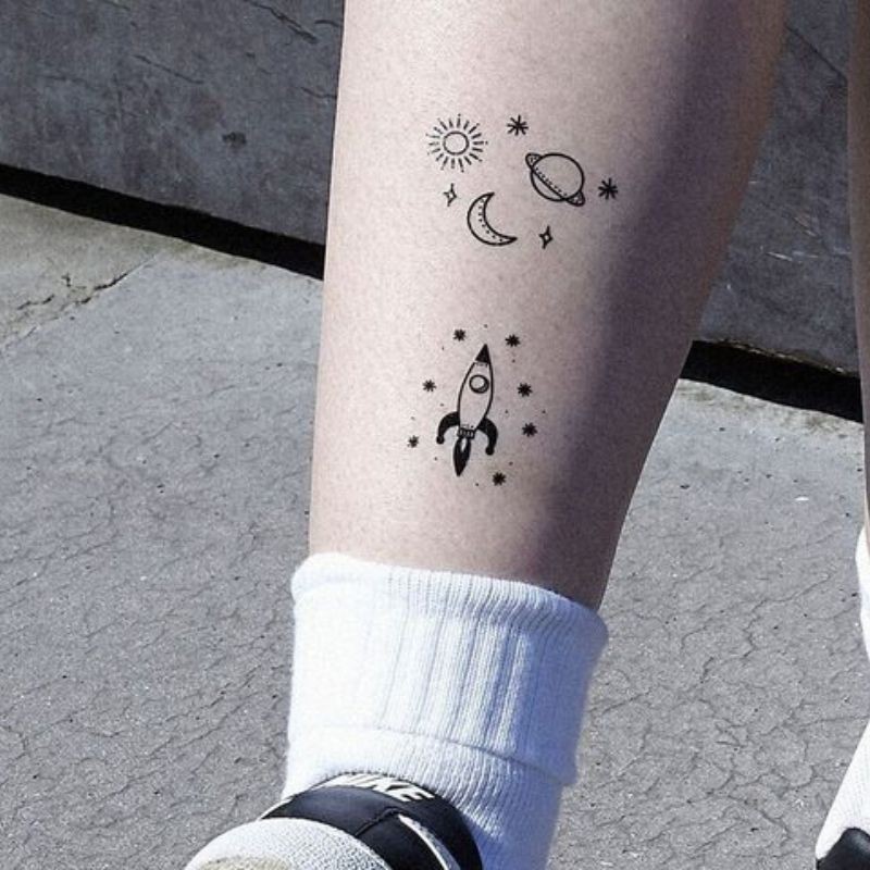 Kindertattoo Rakete 5er Set
