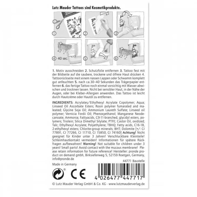 Kindertattoo Set Baustelle