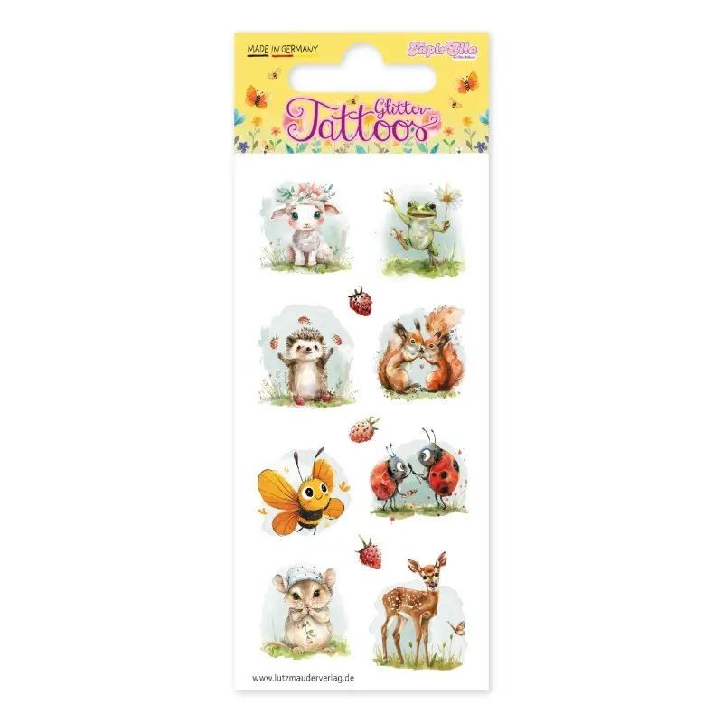 Kindertattoo Glitter Frühlingstiere