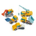 Baustellen Fahrzeug Set aus Holz