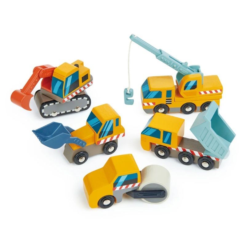 Baustellen Fahrzeug Set aus Holz