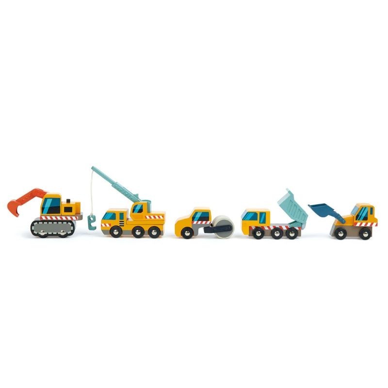 Baustellen Fahrzeug Set aus Holz