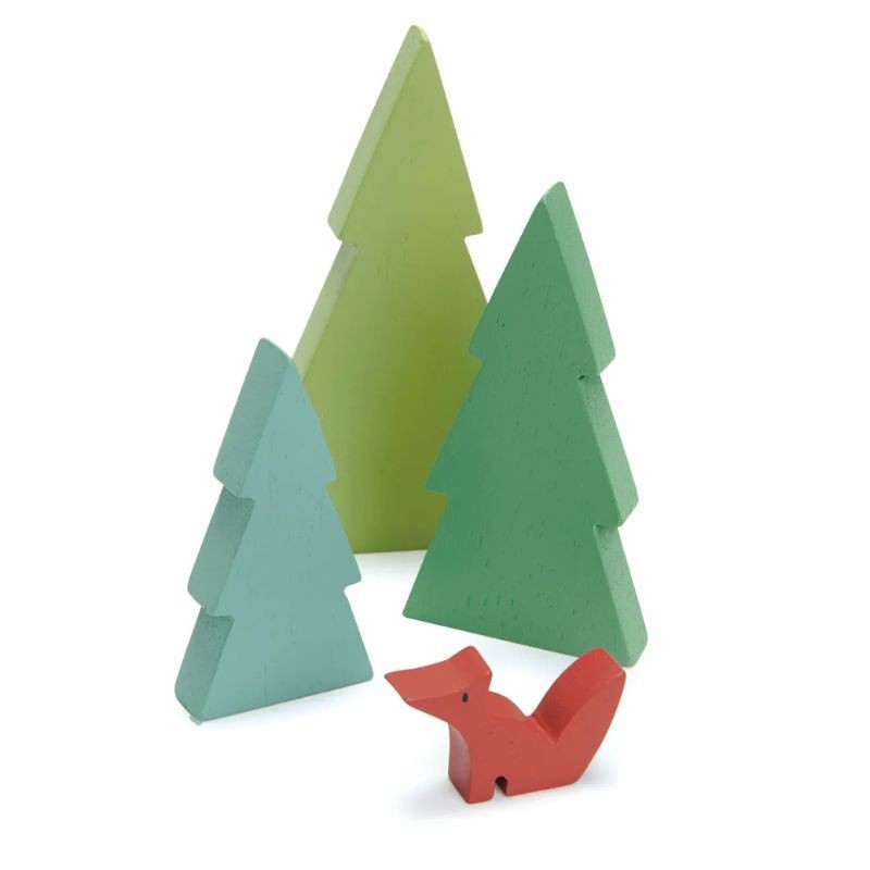 Baum Set aus Holz mit Fuchs