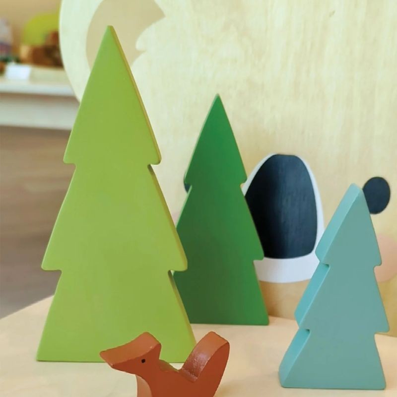 Baum Set aus Holz mit Fuchs