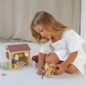 Pferde Stall mit 2 Pferden aus Holz
