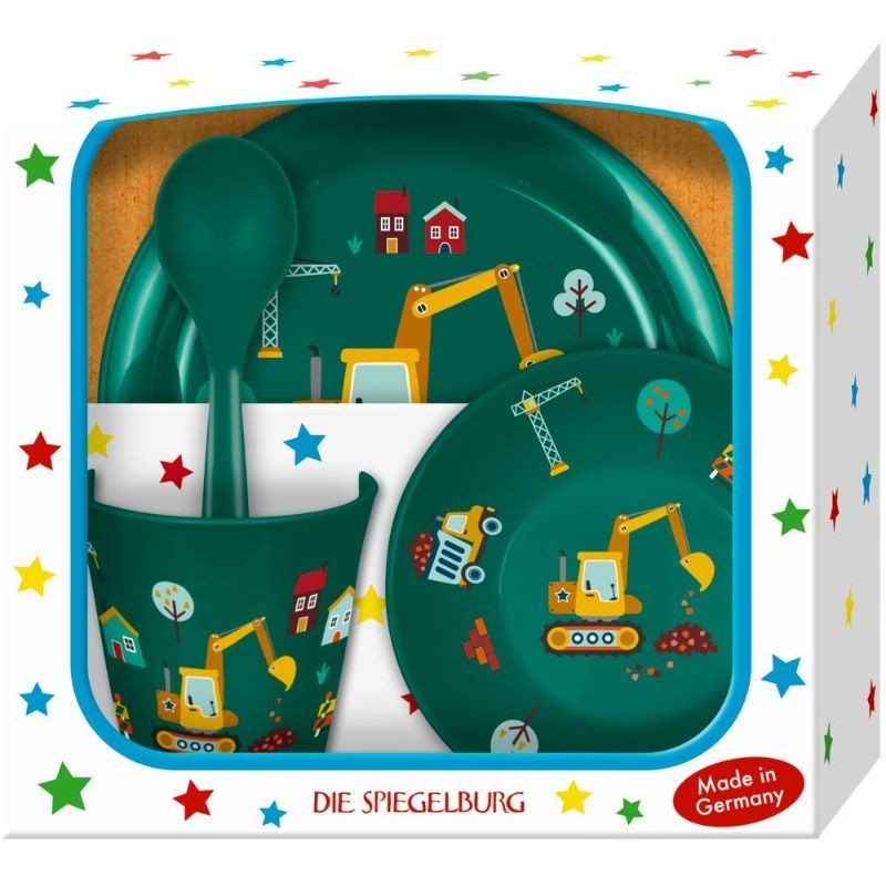 Kindergeschirr Bagger grün