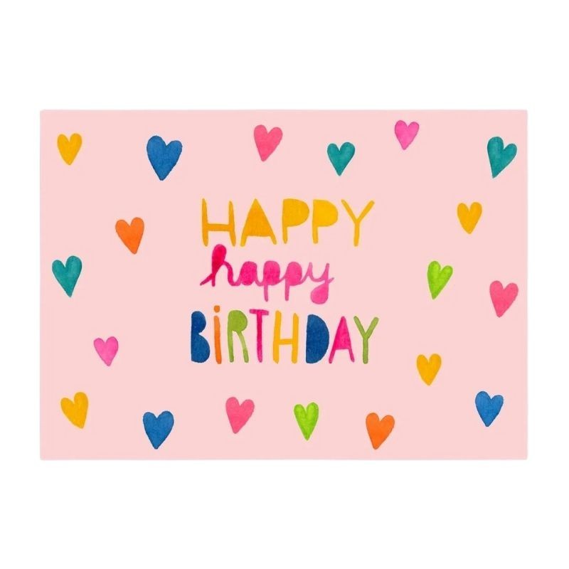 Geburtstagskarte Happy Happy Birthday Herzen