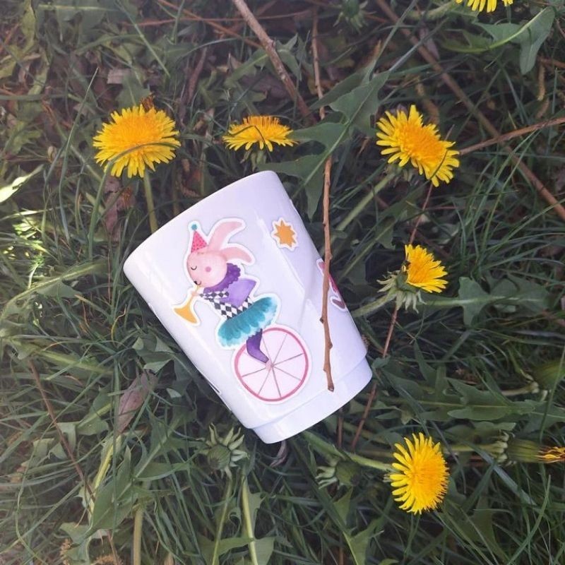 Wasserfeste Sticker Hasen im Zirkus