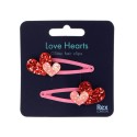 Glitzer-Haarspangen Love Hearts (2-er Set)