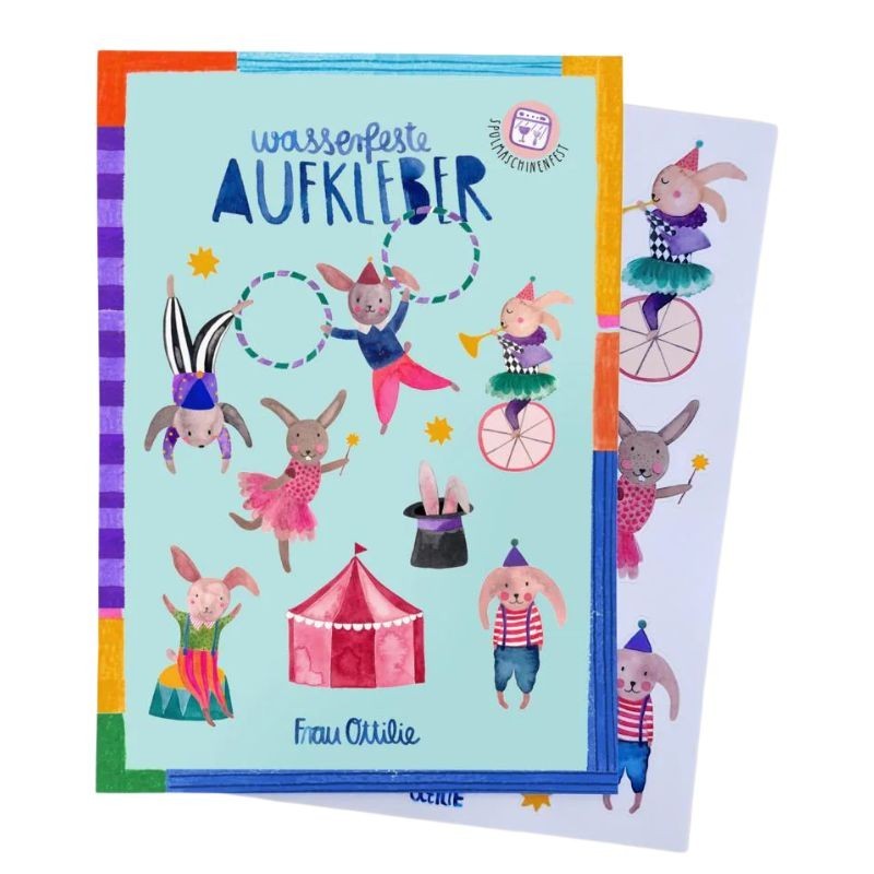 Wasserfeste Sticker Hasen im Zirkus
