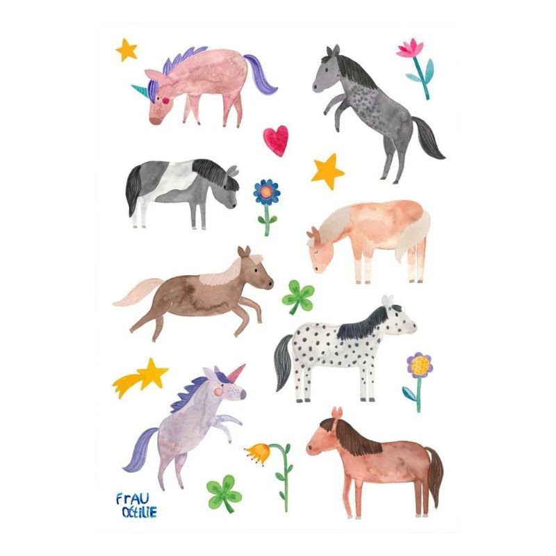 Wasserfeste Sticker Pferde bunt
