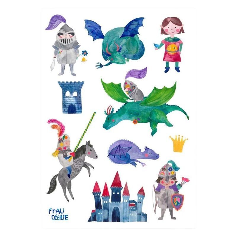 Wasserfeste Sticker Ritter bunt