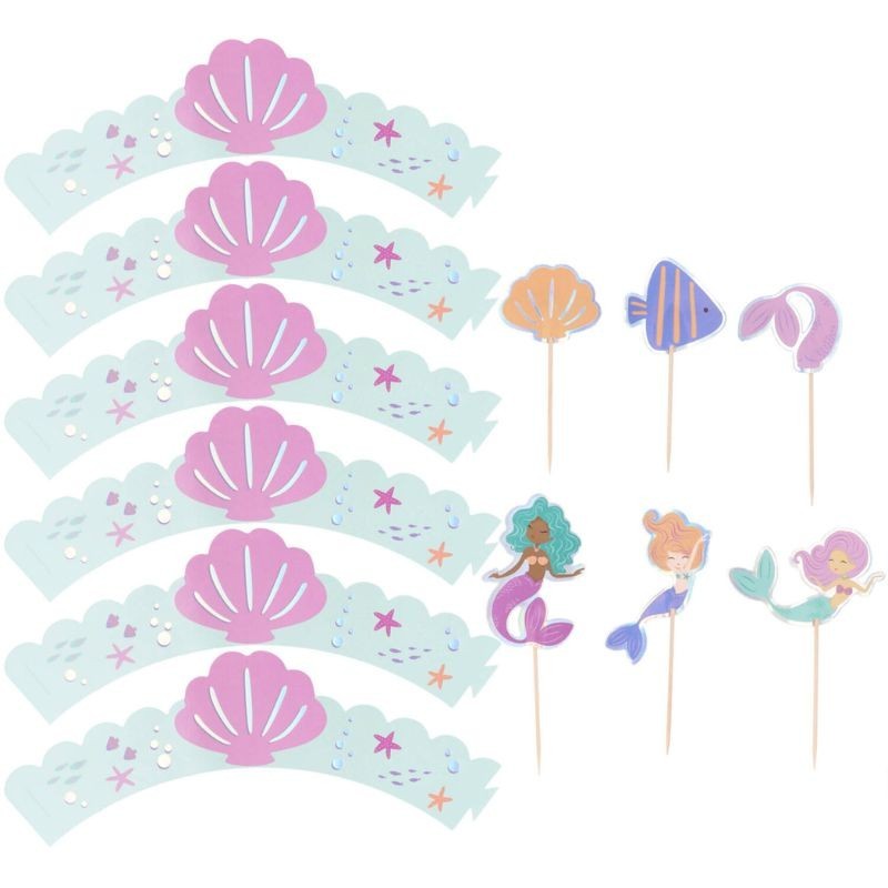Cupcake Topper & Wrapper Meerjungfrau