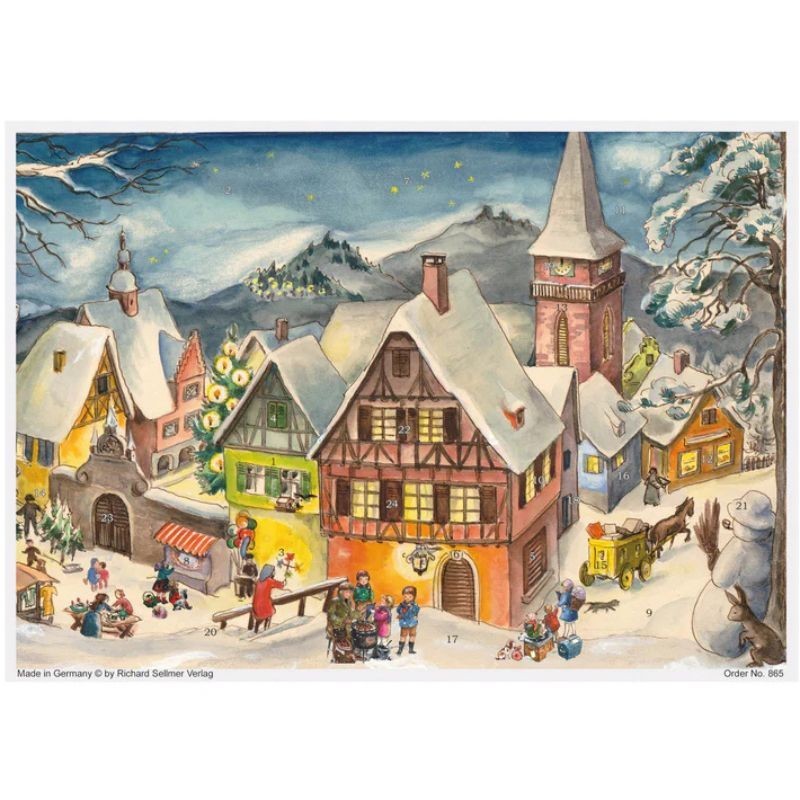 Adventskalender Verschneites Dorf