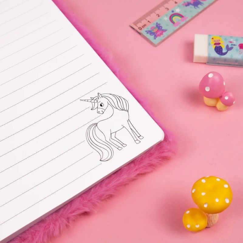 Notizbuch Einhorn Plüsch