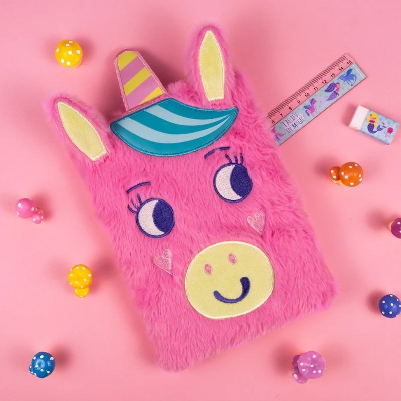 Notizbuch Einhorn Plüsch