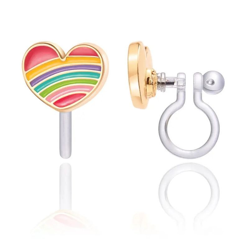 Ohrringe Ohrclips Herz Regenbogen