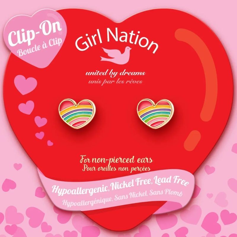 Ohrringe Ohrclips Herz Regenbogen