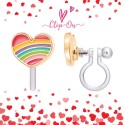 Ohrringe Ohrclips Herz Regenbogen