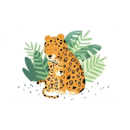 Postkarte Jaguar mit Kind