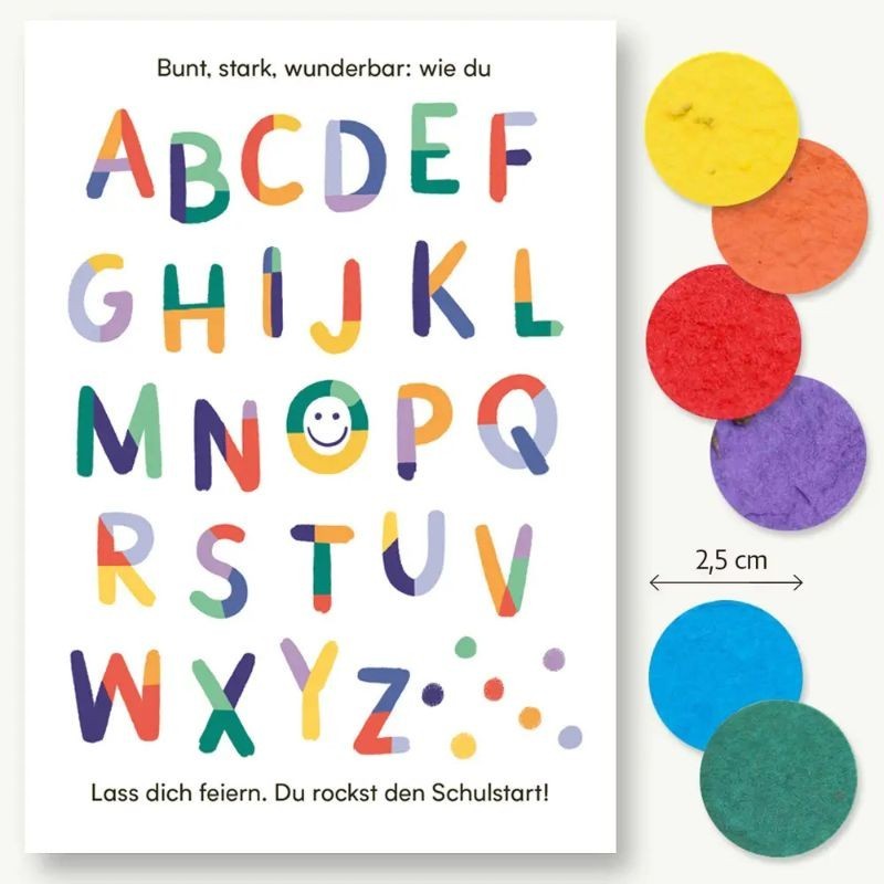 Postkarte ABC Saatkonfetti