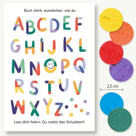 Postkarte ABC Saatkonfetti