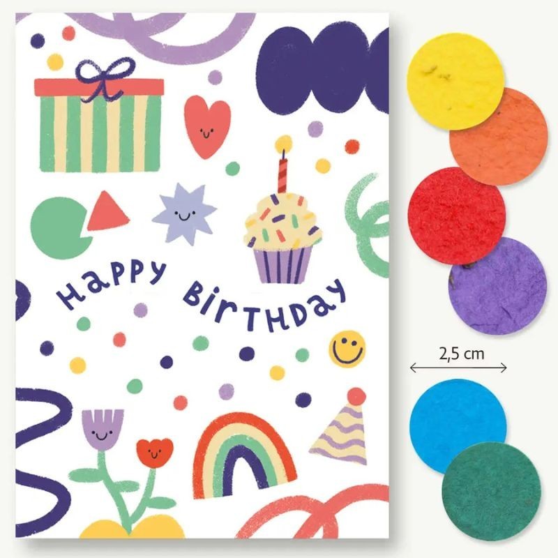Postkarte Happy Birthday Saatkonfetti