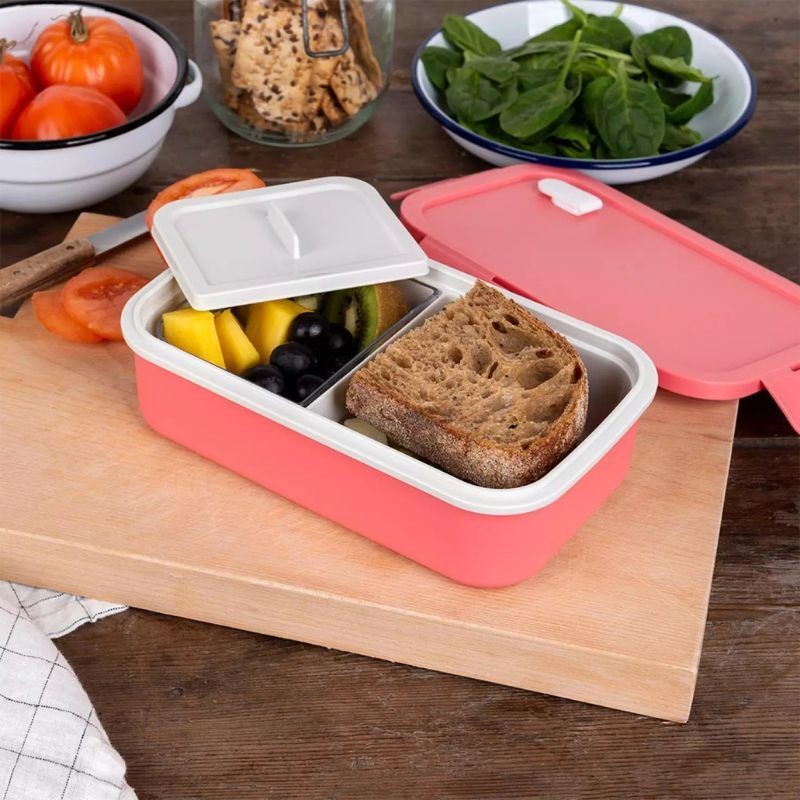 Lunchbox mit herausnehmbarem Fach pink