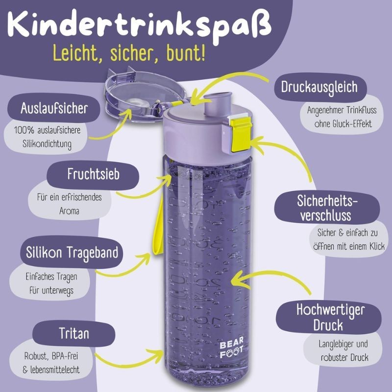 Trinkflasche Bearfoot lila 500ml
