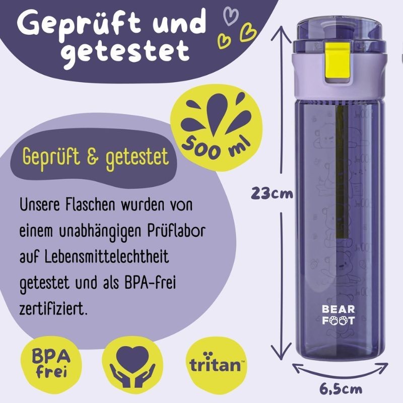 Trinkflasche Bearfoot lila 500ml
