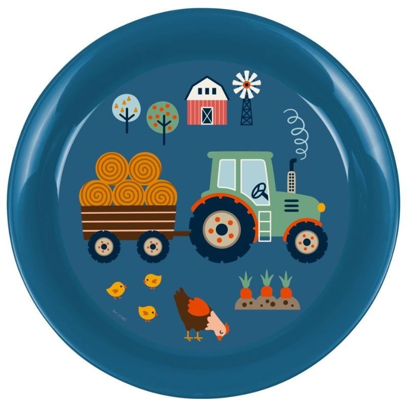 Kinderteller Traktor blau