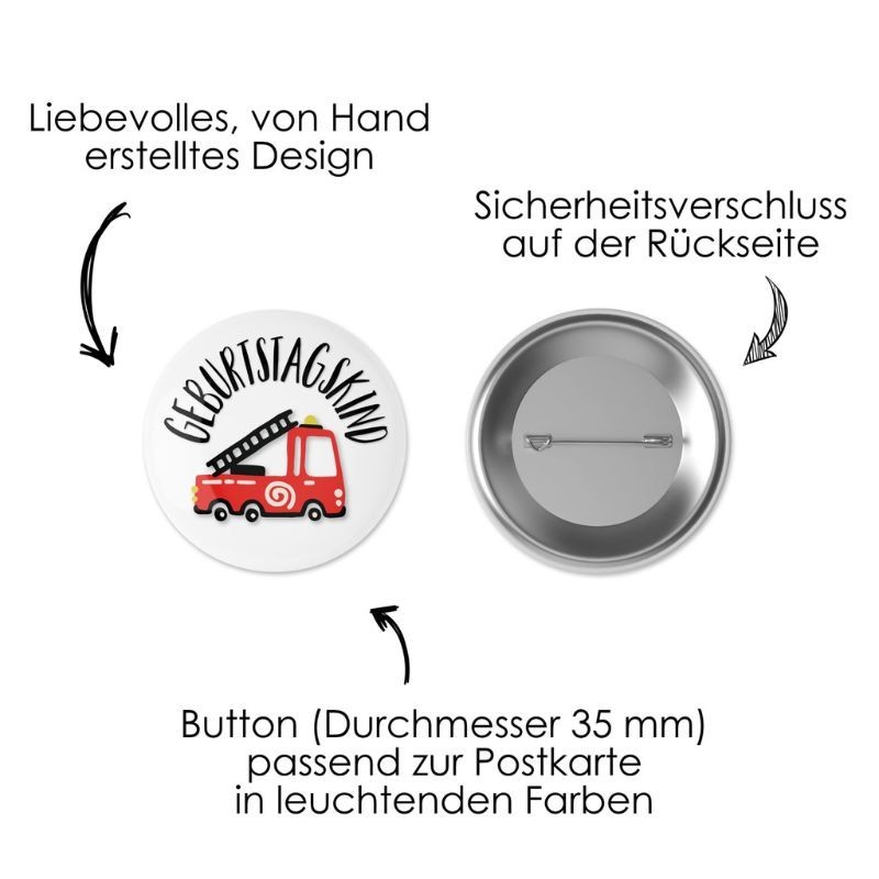 Geburtstagskarte Feuerwehr mit Button