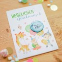 Geburtstagskarte Giraffe mit Button
